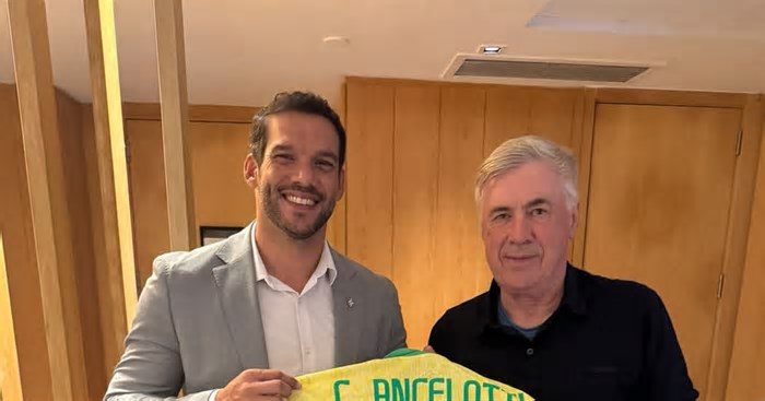 Carlo Ancelotti homenageia seleção em postagem nas redes sociais: ‘Olá, Brasil!’