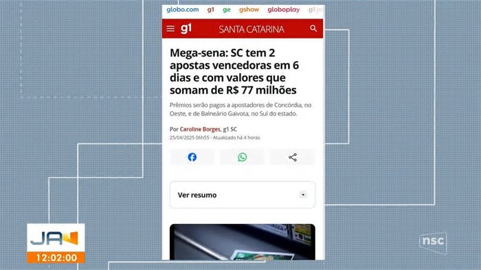 Apostador de SC que faturou 2,8 milhões na Mega-Sena não retirou prêmio 1 semana após sorteio
