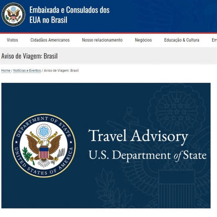 Embaixada dos EUA alerta, novamente, cidadãos sobre viagens ao Brasil