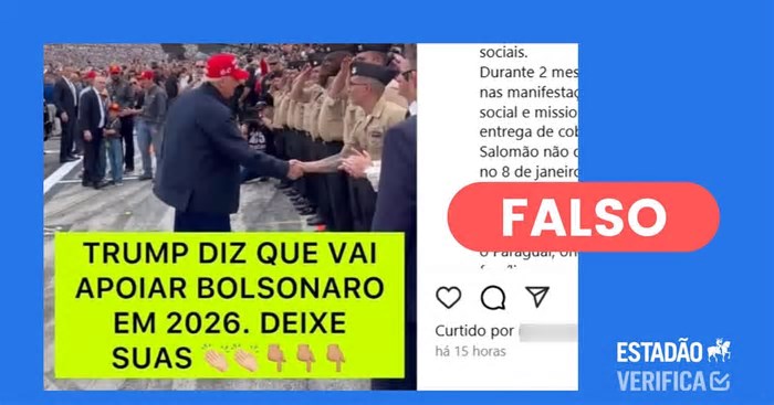 É falso que Trump tenha declarado apoio a Bolsonaro nas eleições de 2026