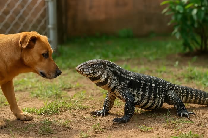 Como proteger seus pets do encontro com um teiú no quintal