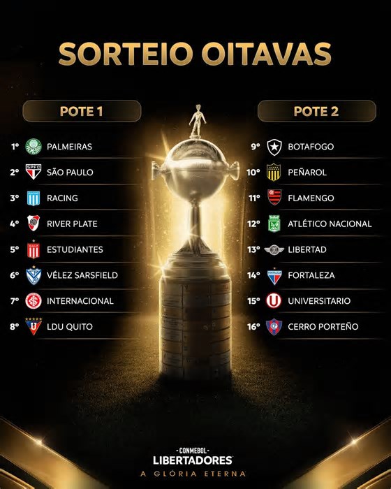 Libertadores: veja os potes e possíveis confrontos das oitavas