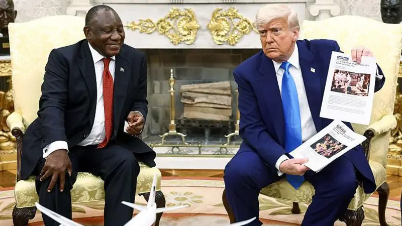 Trump arma 'emboscada' para presidente sul-africano na Casa Branca com alegação de 'perseguição a brancos'