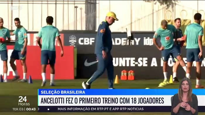 Carlo Ancelotti orientiu primeiro treino como técnico do Brasil