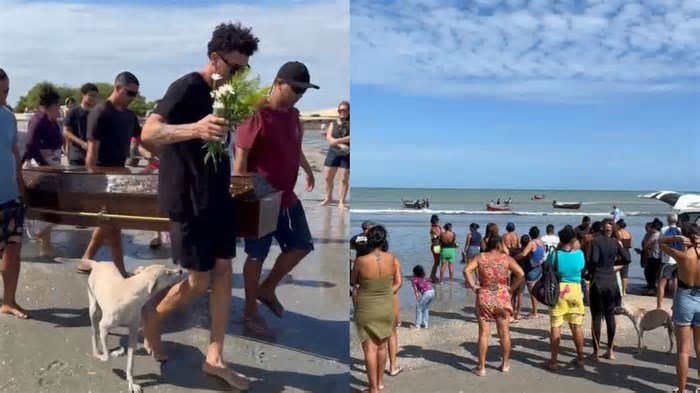 O último adeus no mar: Filho homenageia pai pescador com cortejo fúnebre nas águas de Jericoacoara