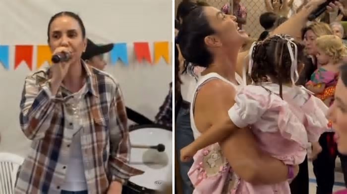 Ivete Sangalo canta em arraiá de escola de filha de Léo Santana