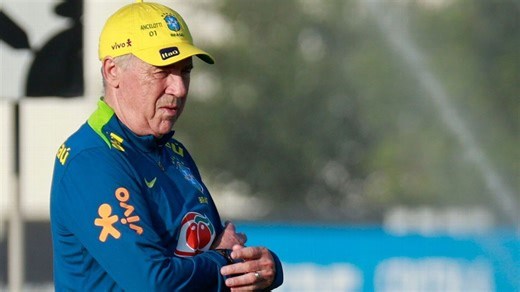 Com esboço de time, Ancelotti comanda penúltimo treino da seleção para jogo contra o Paraguai