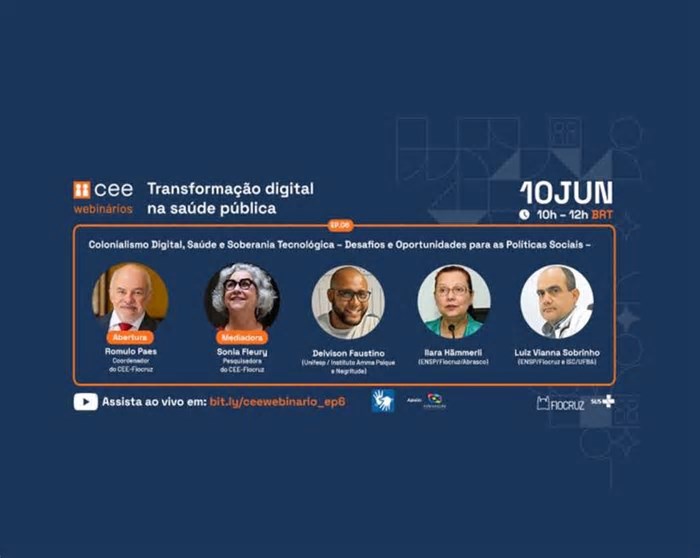 Colonialismo digital e soberania tecnológica na Saúde, novo webinário do CEE-Fiocruz