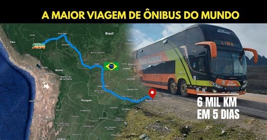 Maior rota de ônibus do mundo fica no Brasil! Percurso parte do litoral, cruza países e está até no Guinness Book