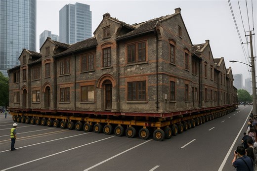Na China, edifícios históricos andam pelas ruas: conheça a incrível operação de engenharia que moveu um bloco de 7.500 toneladas em Xangai