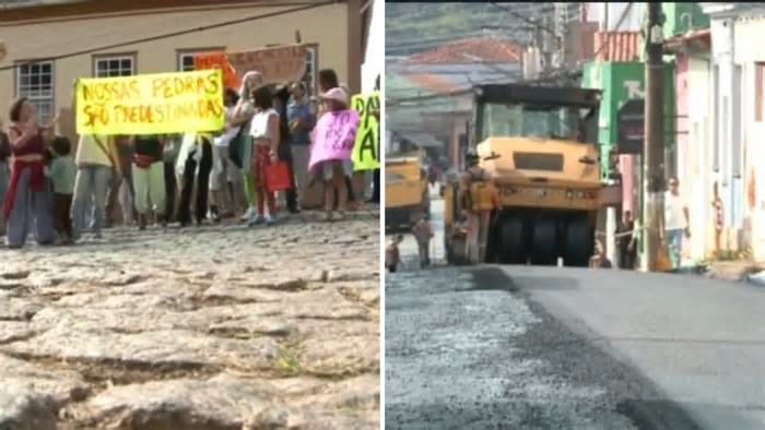 Moradores protestam contra asfalto em ruas de cidade no interior de SP