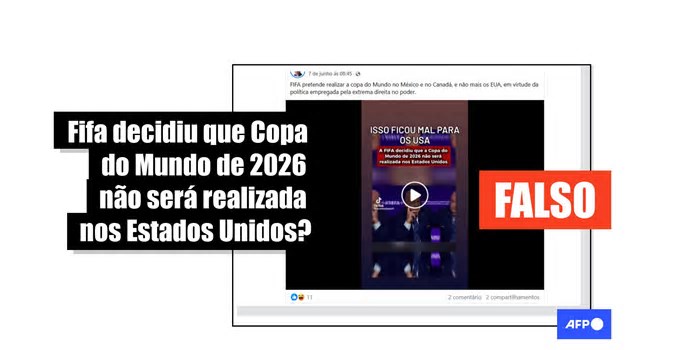 A Copa do Mundo de 2026 continuará tendo os Estados Unidos como sede; a Fifa não divulgou a retirada do país