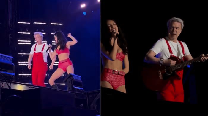 Olivia Rodrigo recebe David Byrne, do Talking Heads, em show; veja
