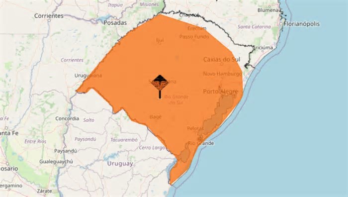 Inmet alerta para tempestades no RS até quinta-feira