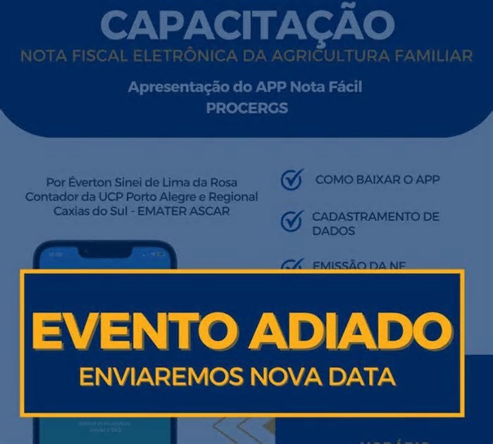 Adiada capacitação para produtores rurais para emissão da Nota Fiscal Eletrônica