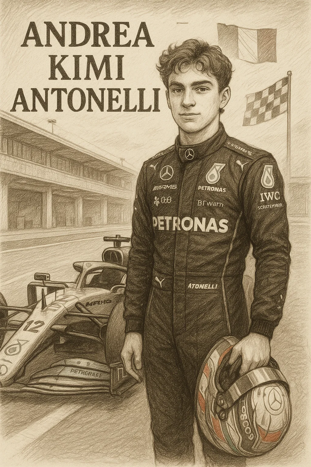 Andrea Kimi Antonelli Por algoritmo de inteligência artificial Sora/Chatgpt