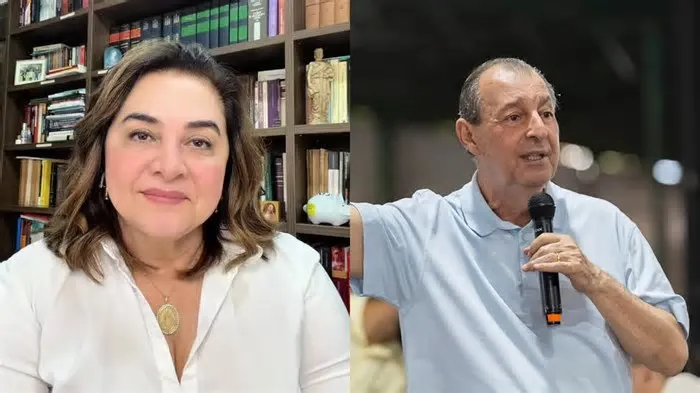 Publicado em 18 de março de 2026 às 10h35. A pré-candidata ao governo do Amazonas Maria do Carmo (PL) e o senador Omar Aziz ...