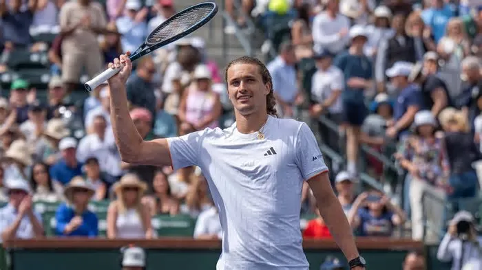 Alexander Zverev, número quatro mundial, qualificou-se para os oitavos de final do ATP 1000 de Indian Wells depois de ...