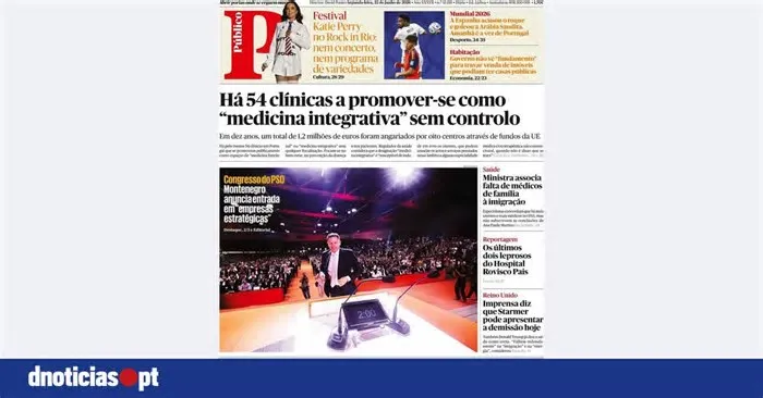 - "Mundial 2026. Espanha acusou o toque e goleou a Arábia Saudita. Amanhã é a vez de Portugal" - "Habitação. Governo não vê ...
