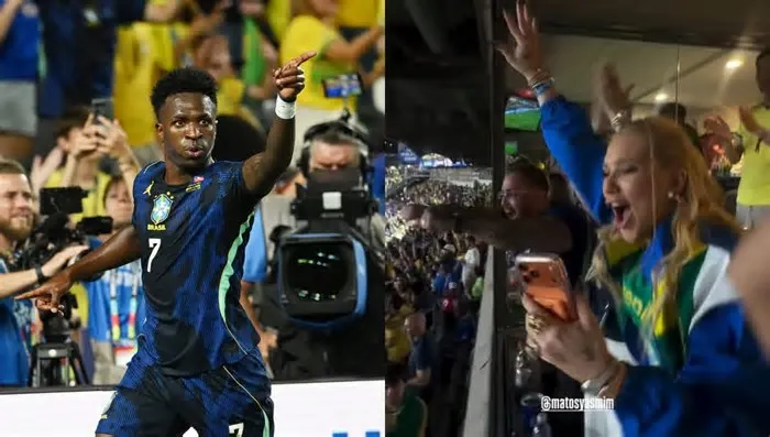 Vini Jr marcou o terceiro gol da Seleção contra Haiti na noite desta sexta-feira (19) e empolgou Virginia Fonseca, que pulou ...