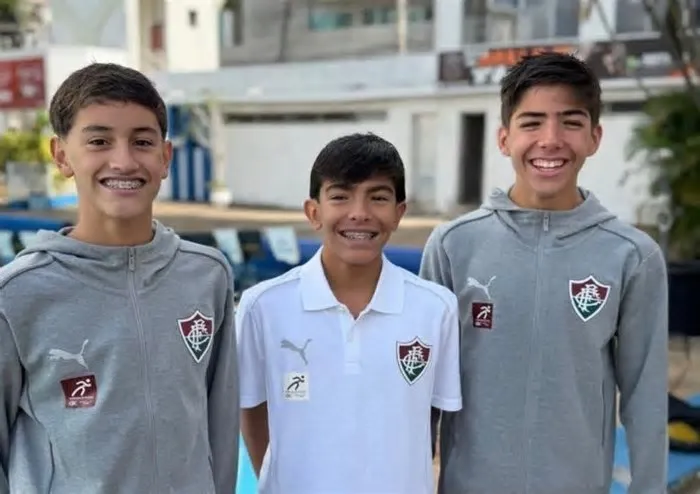Luca Henrique, Theo Cretton e Davi Prevatto, da Equipe Reis, disputam o Troféu Ruben Dinard de Araújo, em Brasília ...